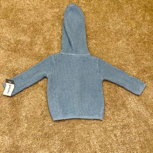Infant 9M Blue knit sweater with bear hood - Picture 7 of 10